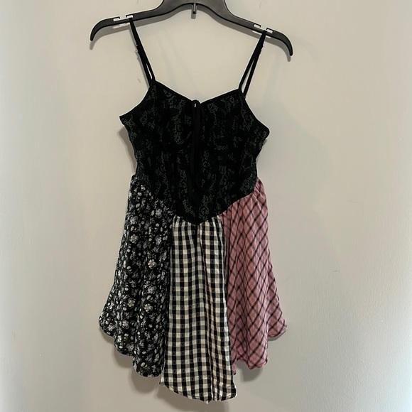 Cider Dresses & Skirts - Cider Patchy Floral Lace Check Mini Dress Size Small